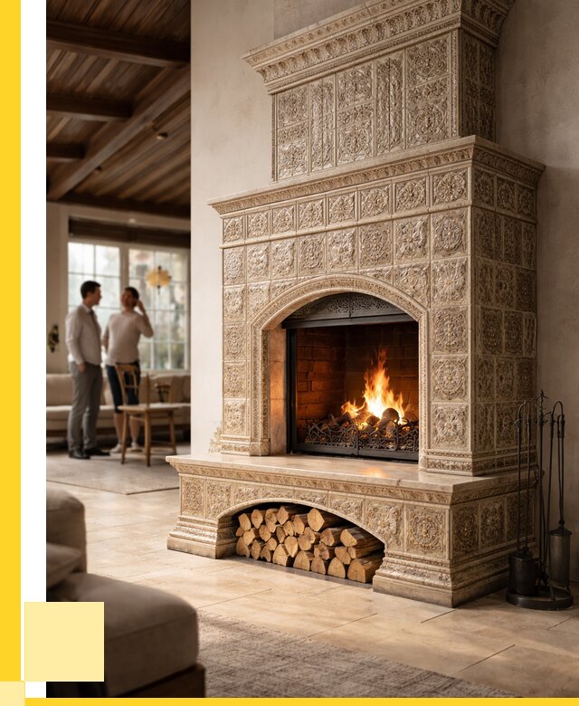 Купить изразцовый камин в Балакове от 254425 р. | ЭриданБлк