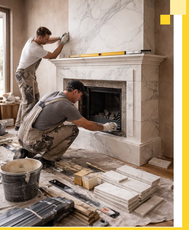 Отделка каминов в Балакове качественные облицовочные работы