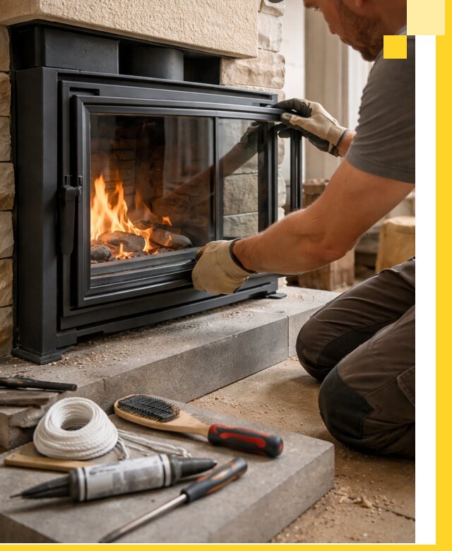 Производство, монтаж и доставка каминов со стеклом в Балакове