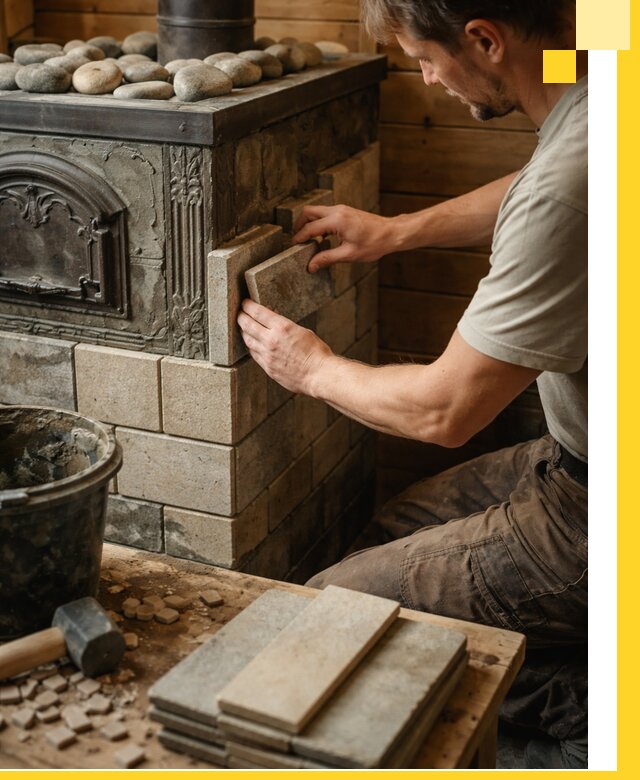 Облицовка банных печей в Балакове профессиональная отделка