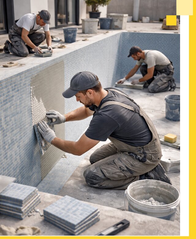 Облицовка бассейнов в Балакове плитка мозаика гидроизоляция