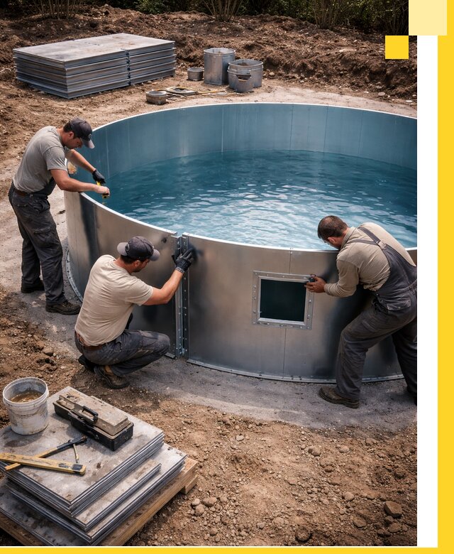 Круглые бассейны под ключ в Балакове проектирование и монтаж