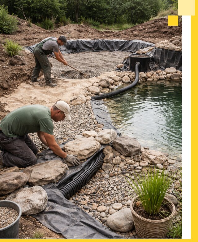 Строительство природных бассейнов и озер в Балакове под ключ