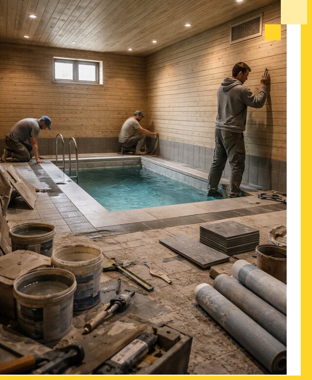 Строительство бани с бассейном и сауной под ключ в Балакове