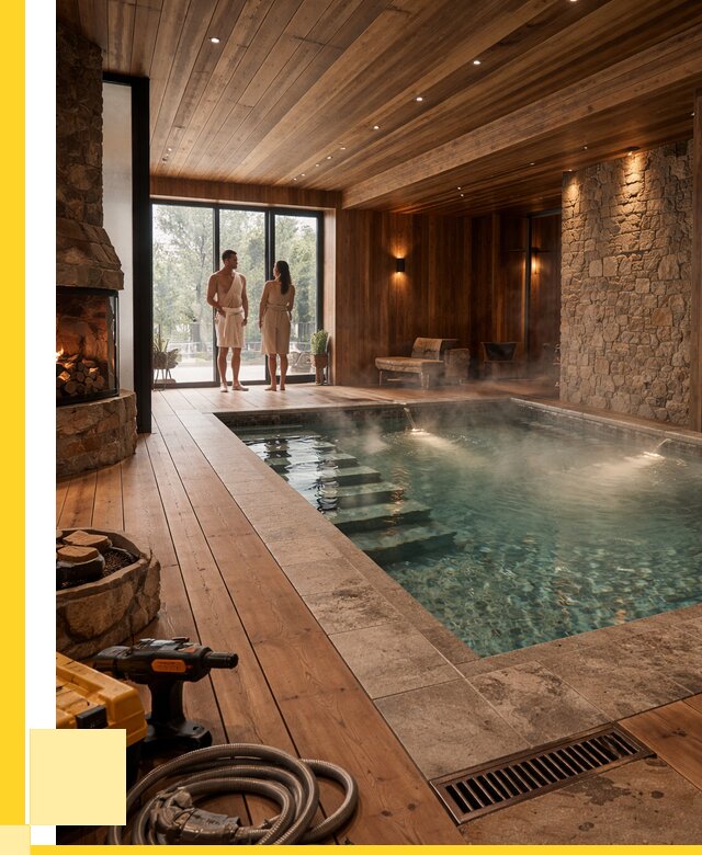 Проекты бань с бассейном под ключ в Балакове от 76328 р., ЭриданБлк