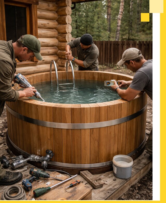 Строительство бань с купелью под ключ и отделкой в Балакове