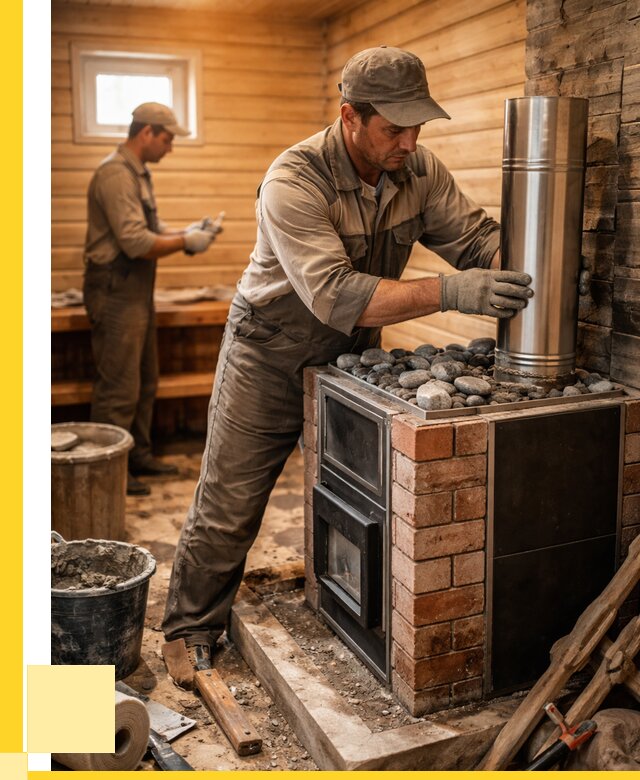 Монтаж печи в бане под ключ в Балакове от 20354 р. | ЭриданБлк