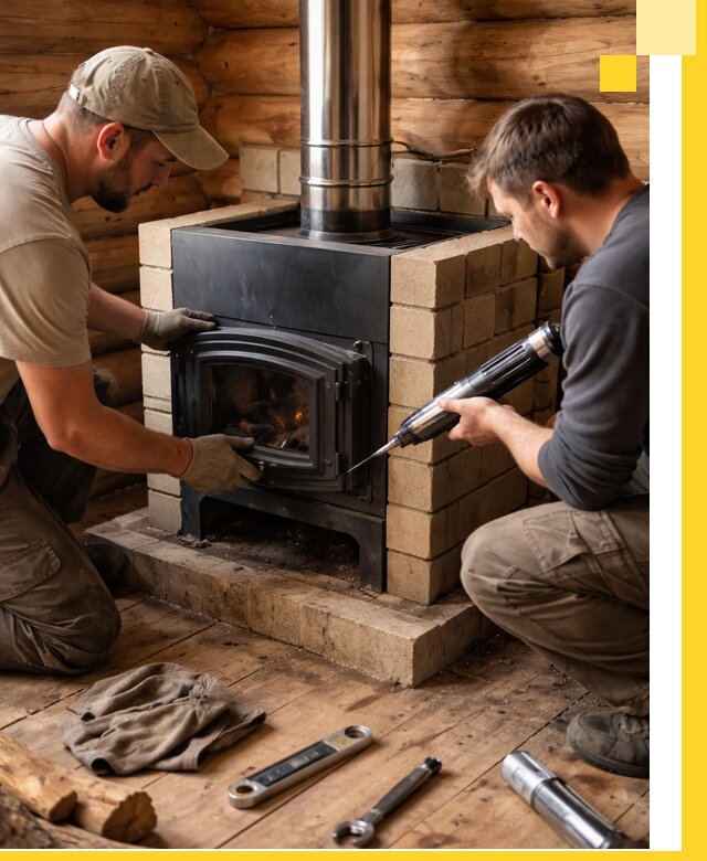 Монтаж и установка печи в бане под ключ с гарантией в Балакове