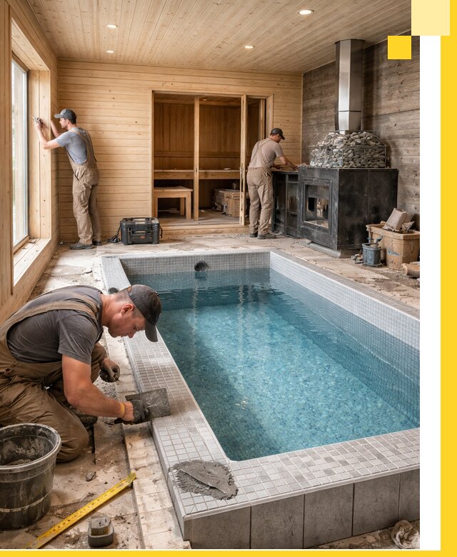 Проект бани с бассейном и сауной в Балакове под ключ