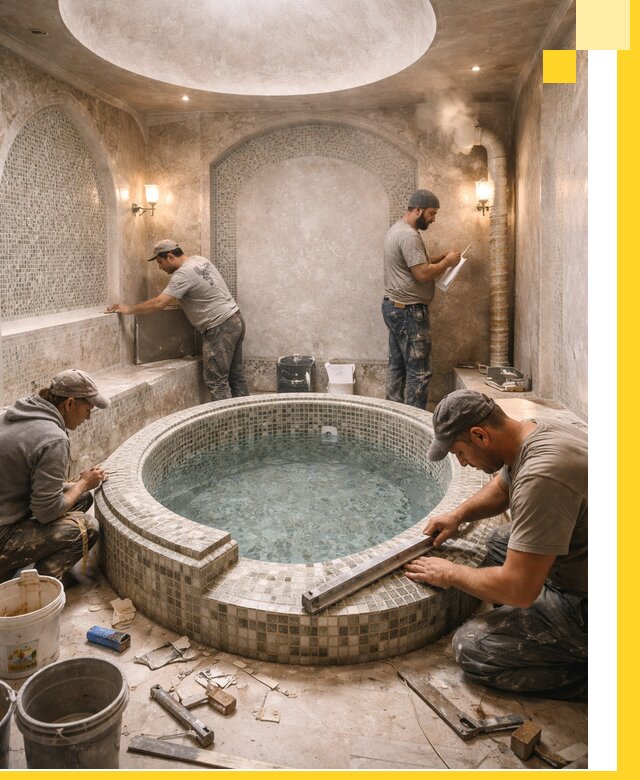 Профессиональное строительство хамама с бассейном в Балакове под ключ