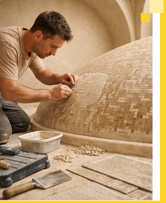 Профессиональная укладка мозаики для хамама под ключ в Балакове