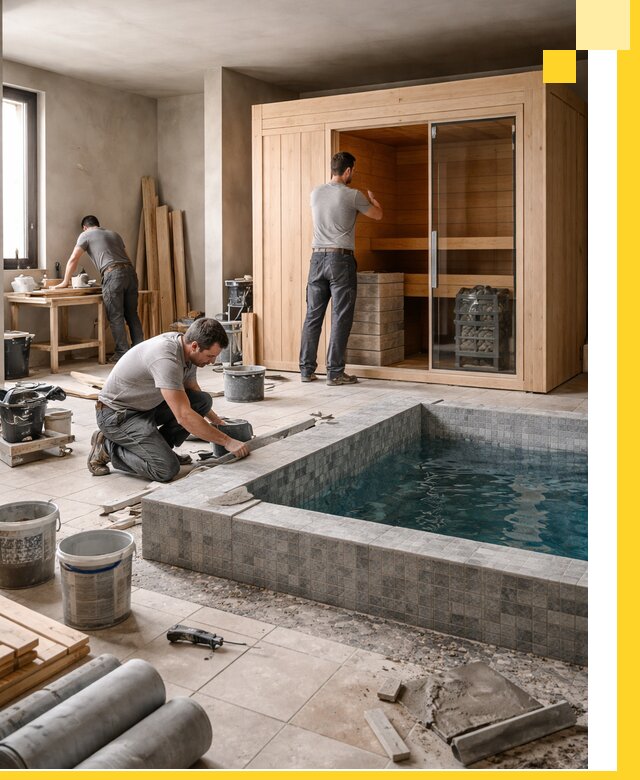 SPA зоны под ключ с бассейном сауной и печью в Балакове